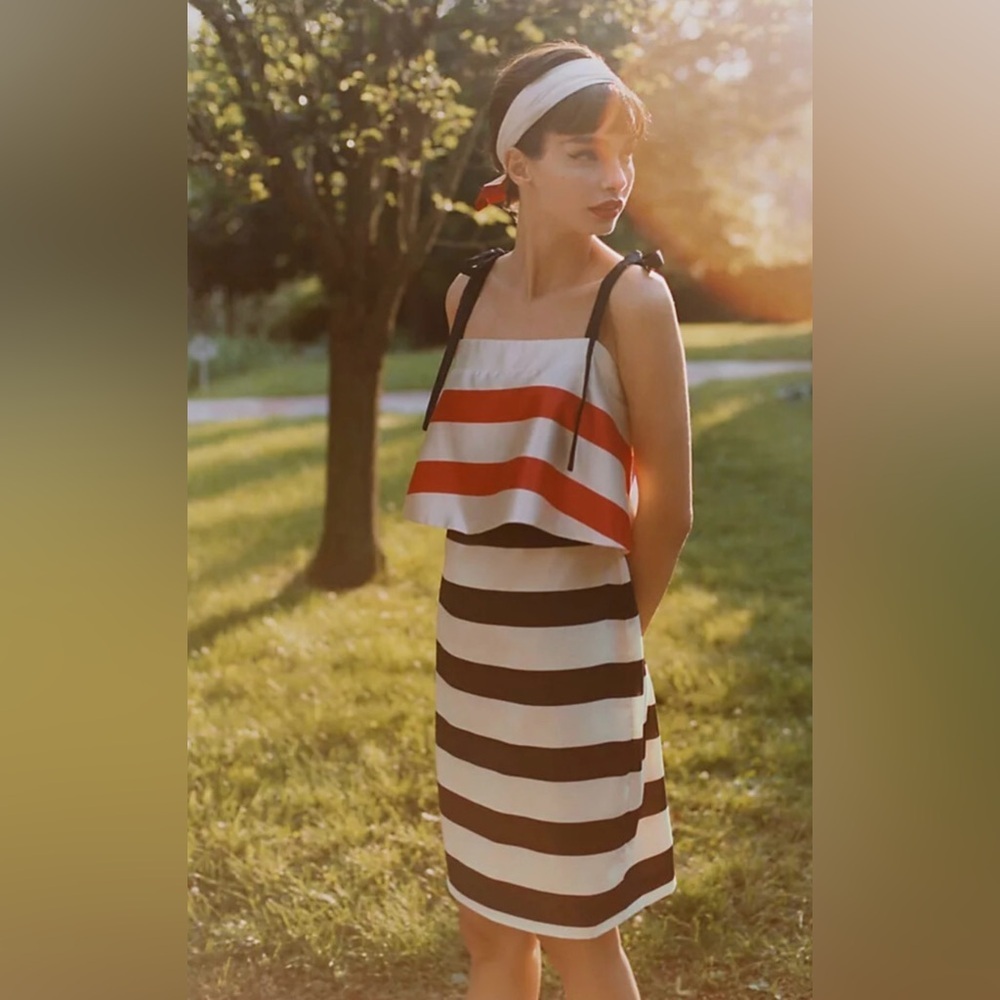 Anthropologie x Mare Striped Mini Dress Cream and Orange size small